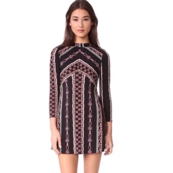 Free People | Dresses | Free People Stella Graphic Long Sleeve Mini Dress |  Poshmark